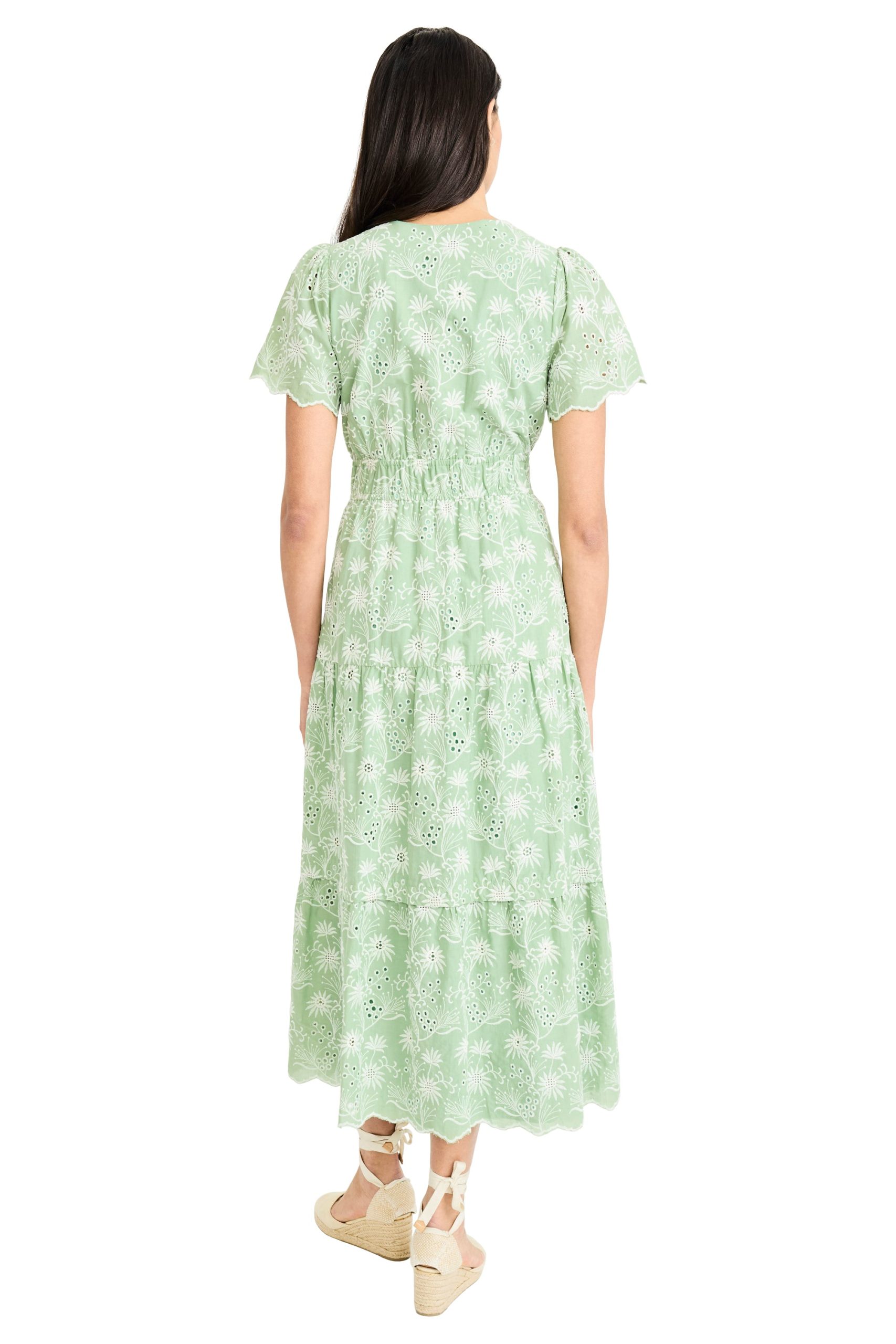 Kyra Cotton Embroidered Flutter Sleeve Midi Dress - Image 2
