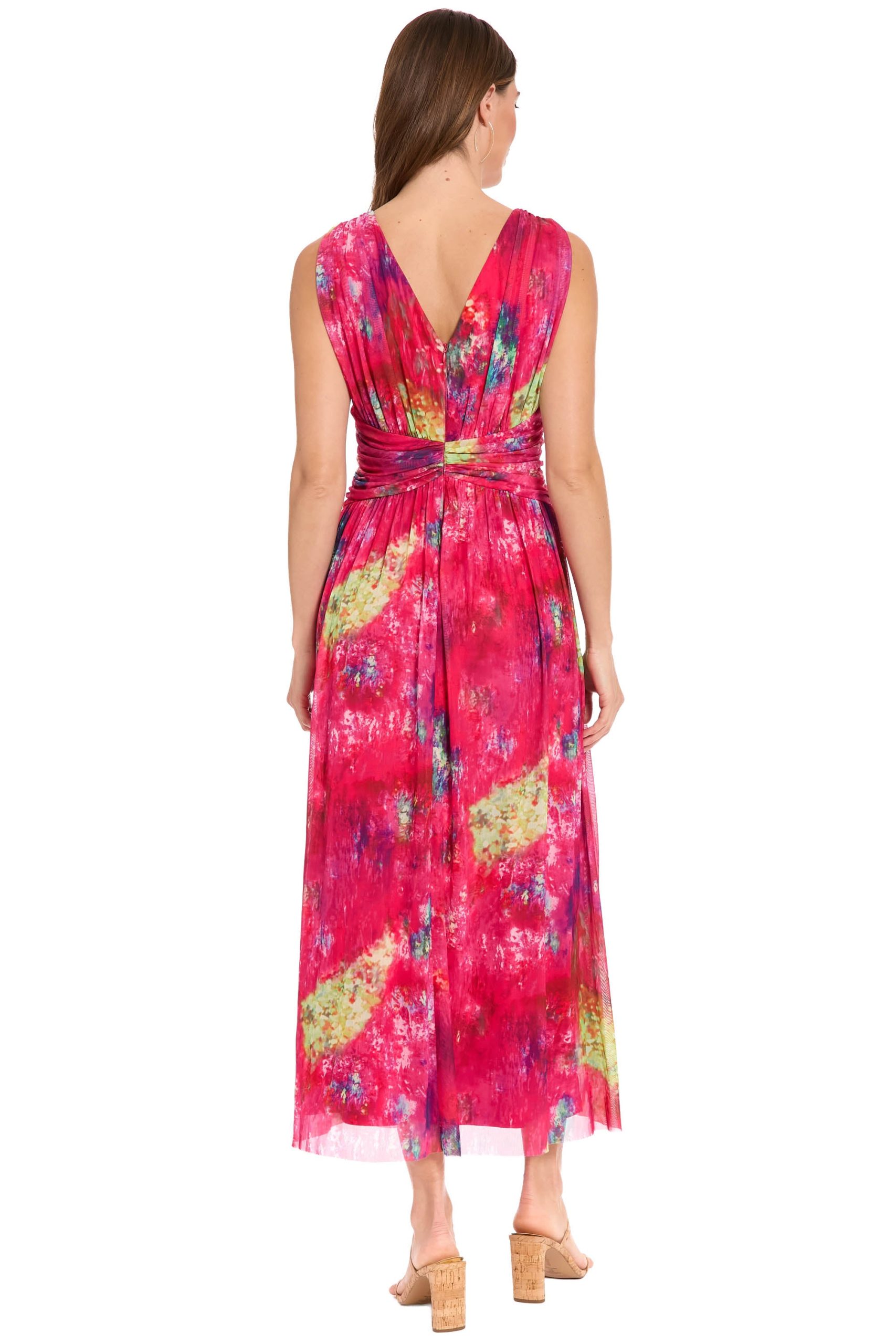 Elodie Twist Front V-Neck Mesh Maxi - Image 4