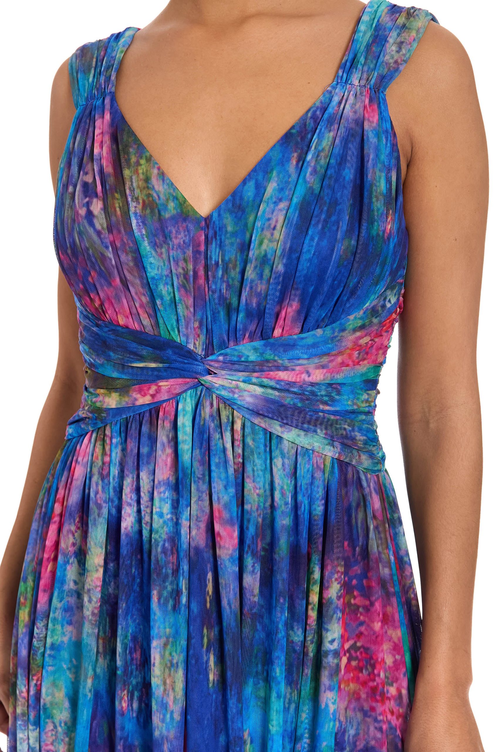 Elodie Twist Front V-Neck Mesh Maxi - Image 7