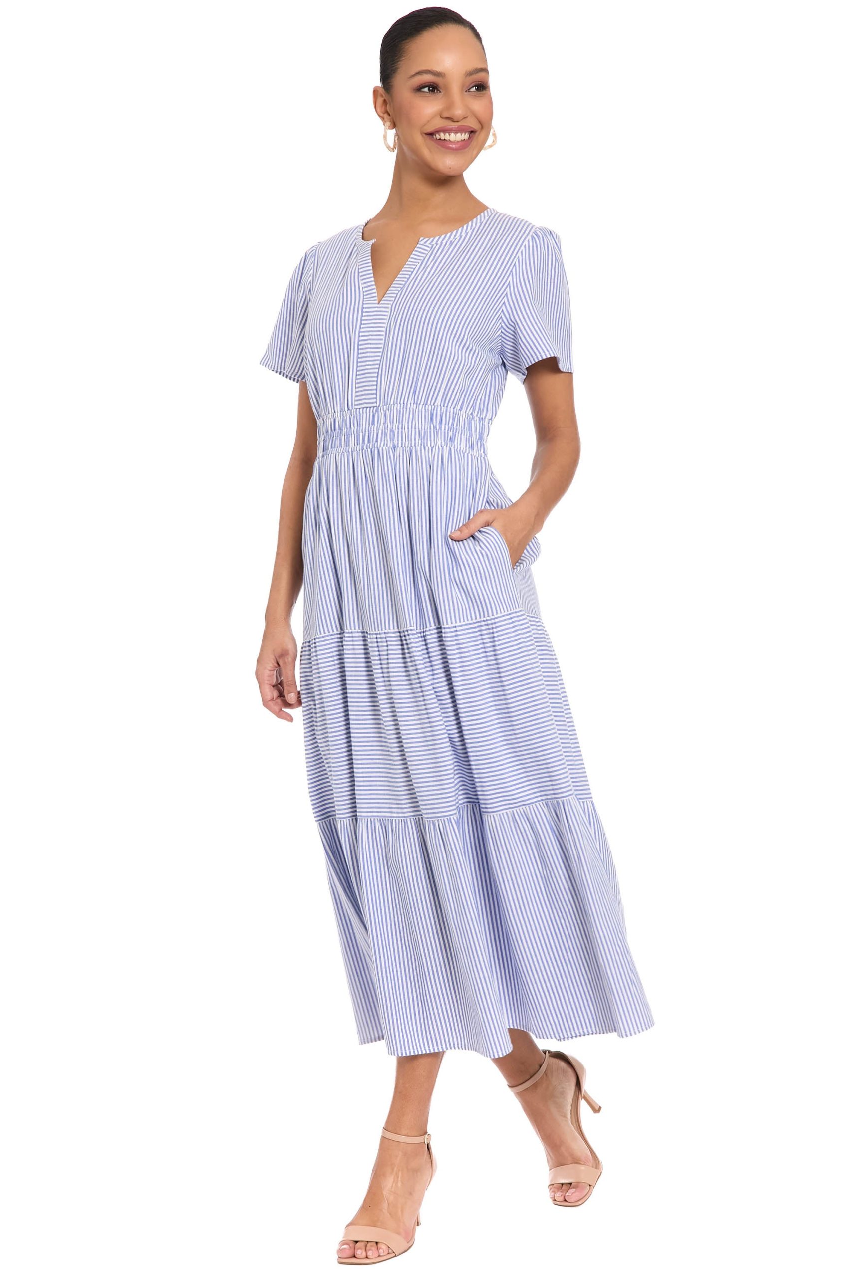 Rachael Striped Elastic Waist Midi - Image 3