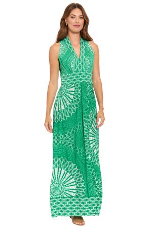 McKay V-Neck Halter Maxi in Boho Wheels