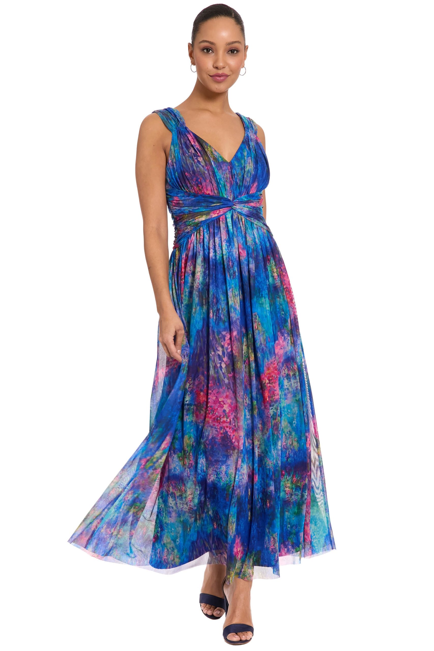 Elodie Twist Front V-Neck Mesh Maxi - Image 5