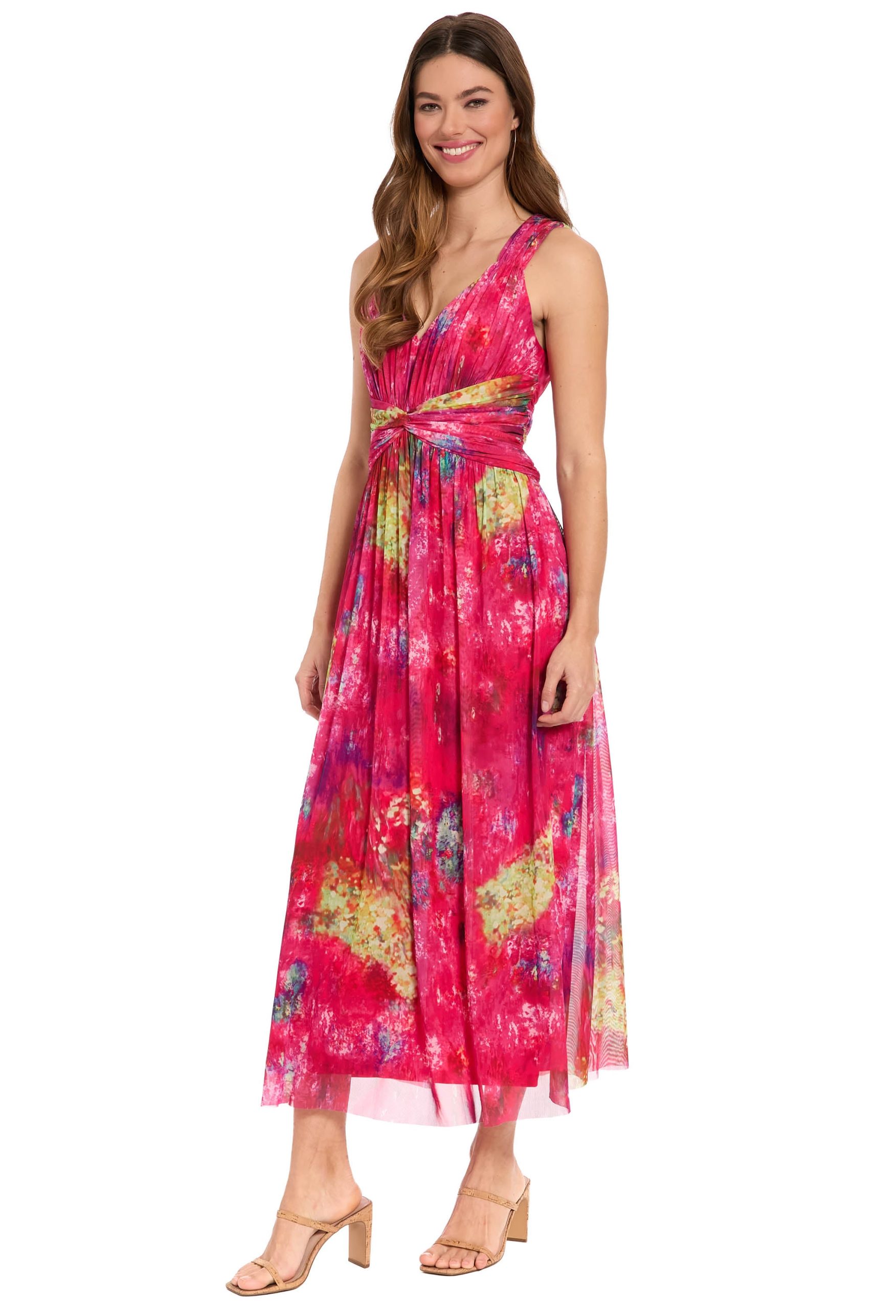 Elodie Twist Front V-Neck Mesh Maxi - Image 3