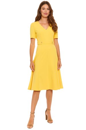 Quill V-Neck Side Tab Dress in Classic